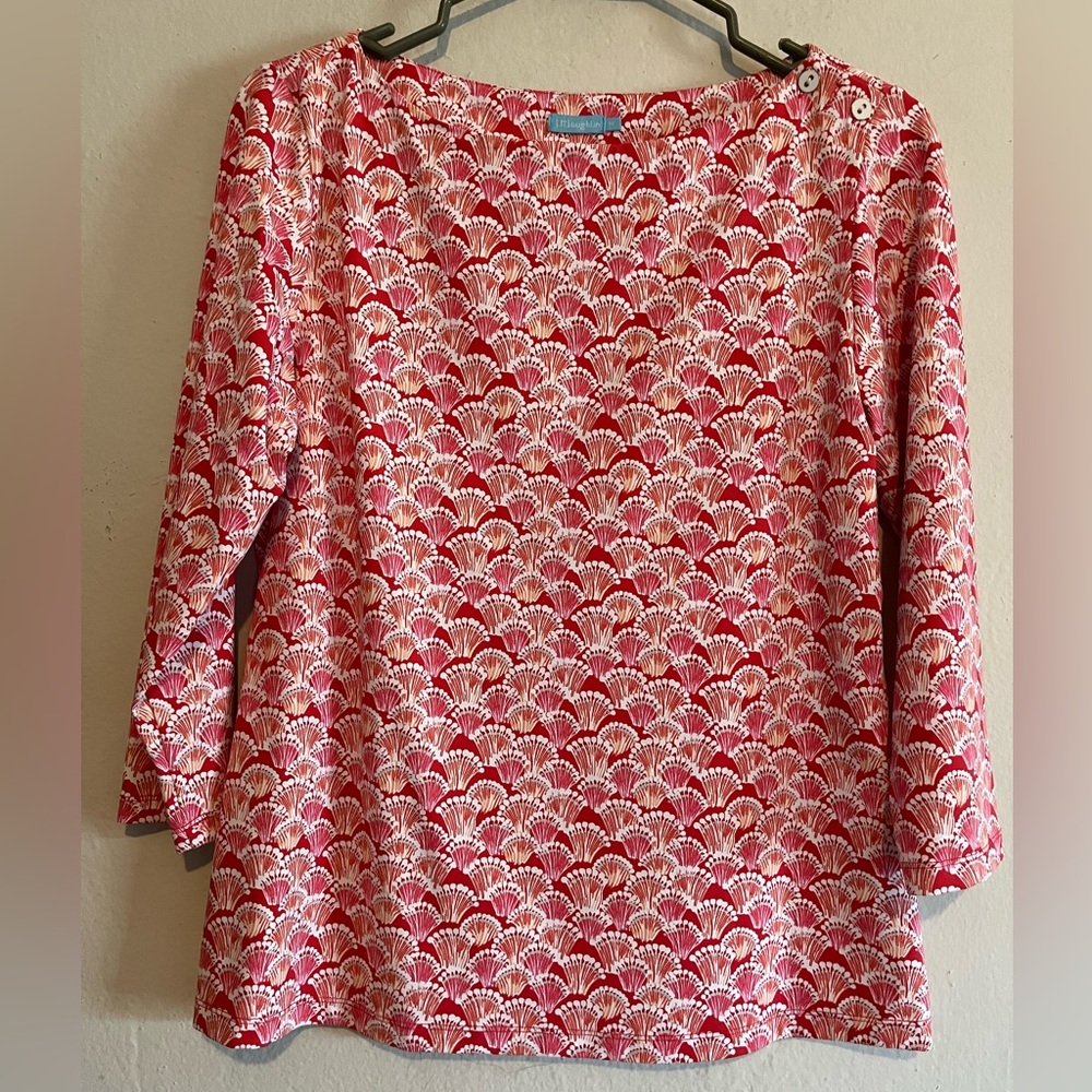 J McLaughlin Pink/Orange/White 3/4 Sleeve Blouse Medium